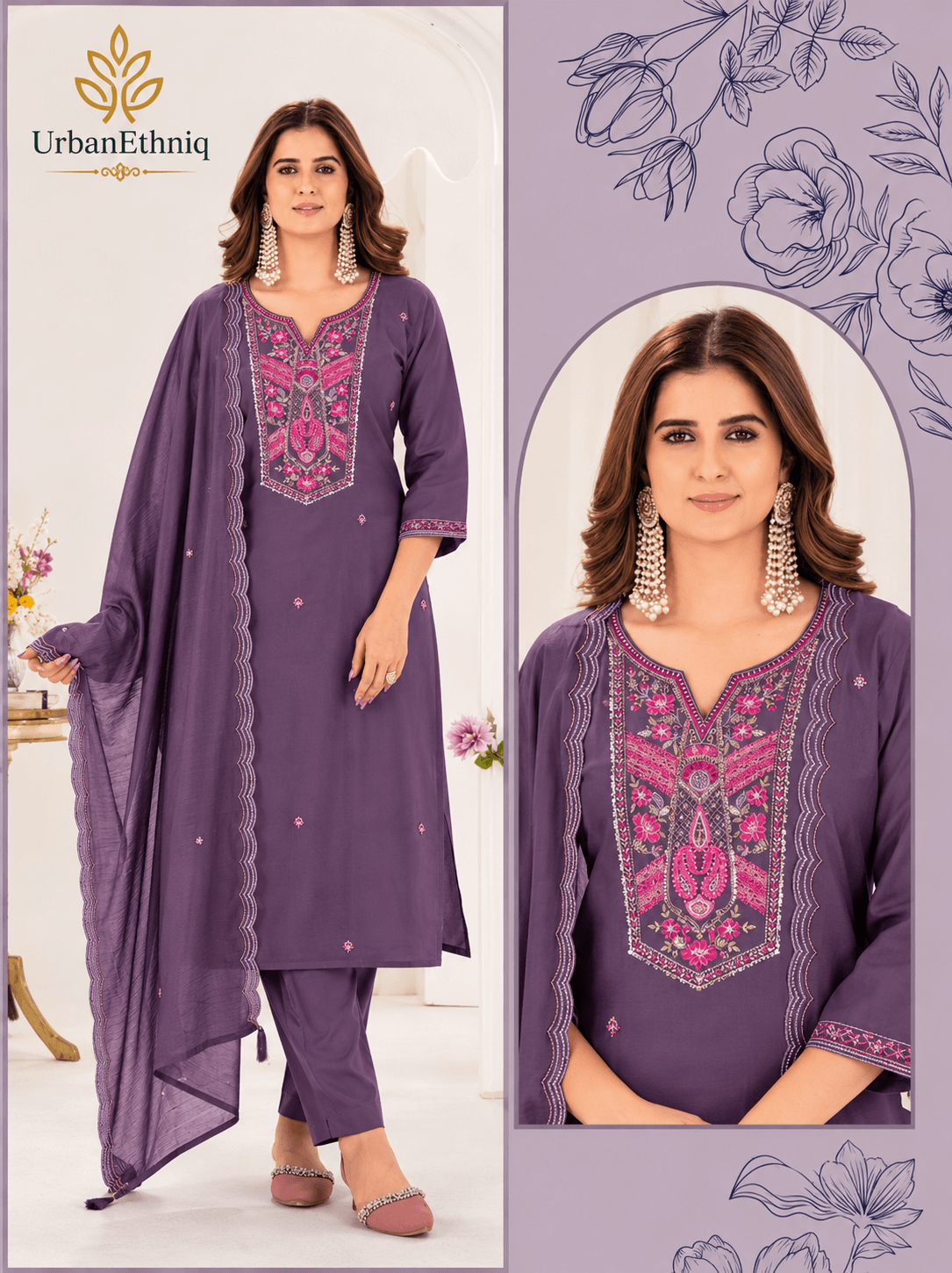 Plum Purple Embroidered Suit 